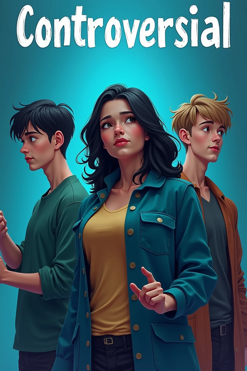 Make the same image, but the boy on the side is left-handed, should look at the one in the center, and the text above is: “CONTROVERSIAL” 