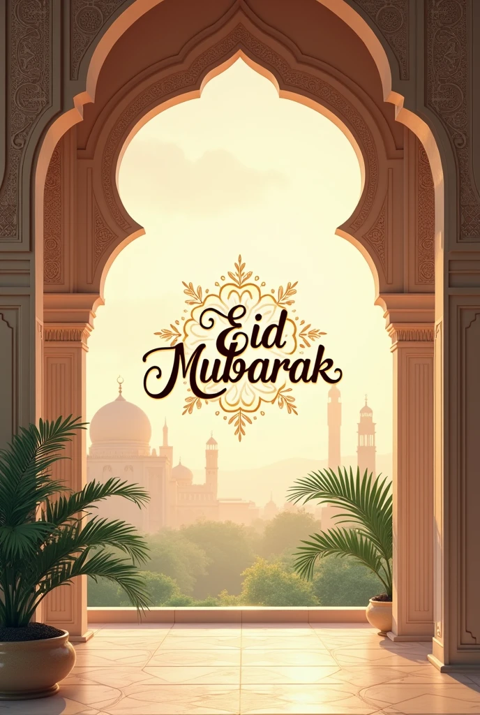 Eid mubarak post which should include islamic background and no humans