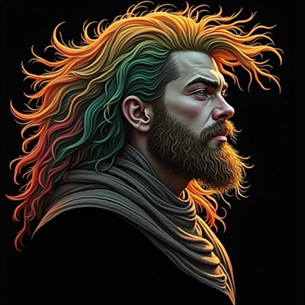 Don't change this picture shape. But you can change colors and i want head of knight and beard and hair is green yellow red