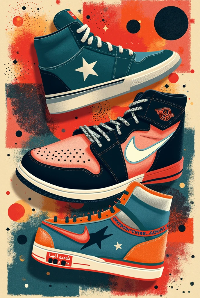create an a3 poster with shoe collages and spaces for some sentences