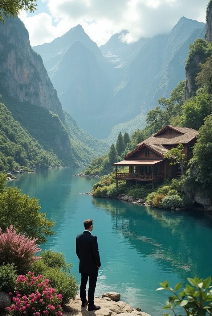 Elom musk in Beautiful houses with beautiful gardens in the mountains on the banks of a lagoon 20