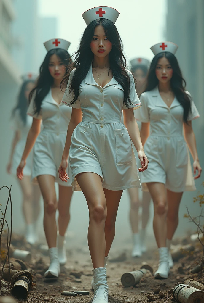 A band of nurses with big boobs、Japanese、Highest quality、Landmine Makeup、