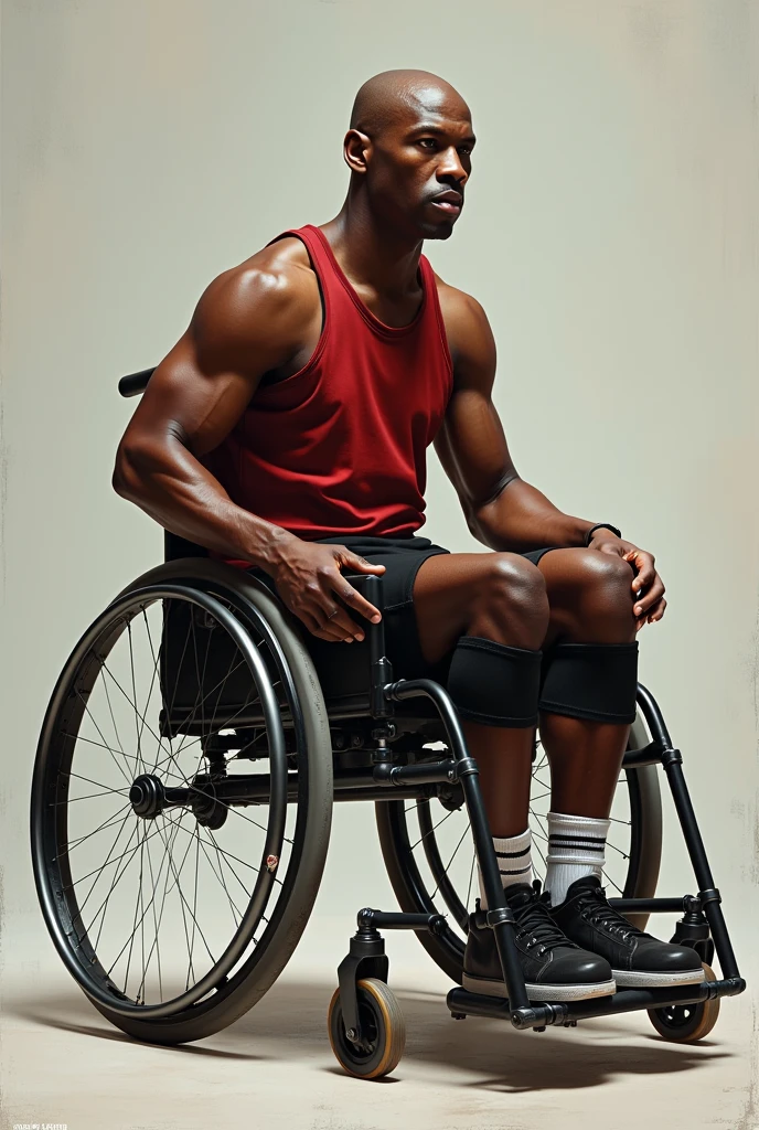 Create an image of Michael Jordan in a wheelchair