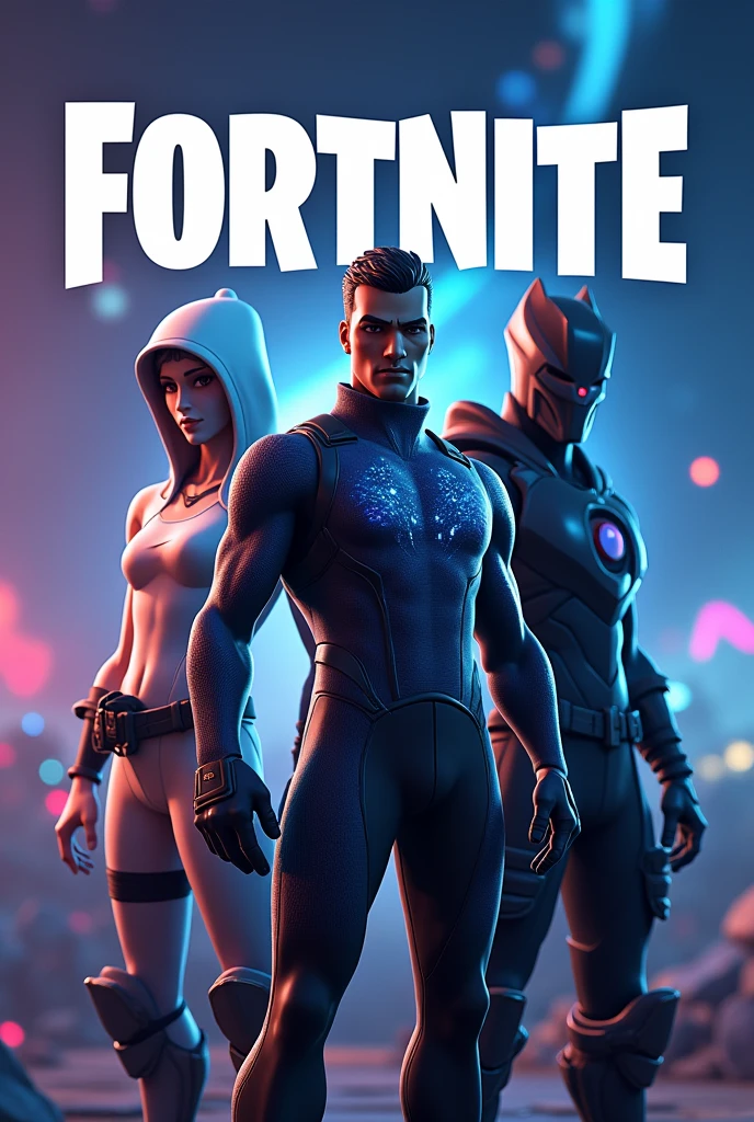 You can generate the fornite logo with the following eskins below the fornite letters the mannequin eskin,Satoru Gojo,galaxy,dark Knight
