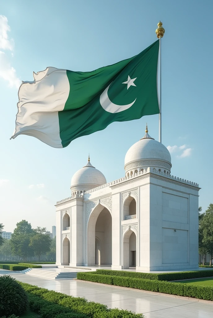 Quaid e Azam Mazar with Pakistani Flag