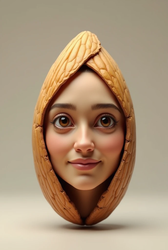 an almond with the face of a colonial sarita