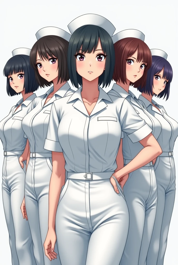 A band of nurses with big boobs、Japanese、Highest quality、Short Bob Hair、