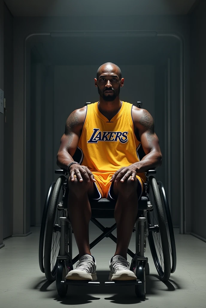 Create an image of Kobe Bryant in a wheelchair