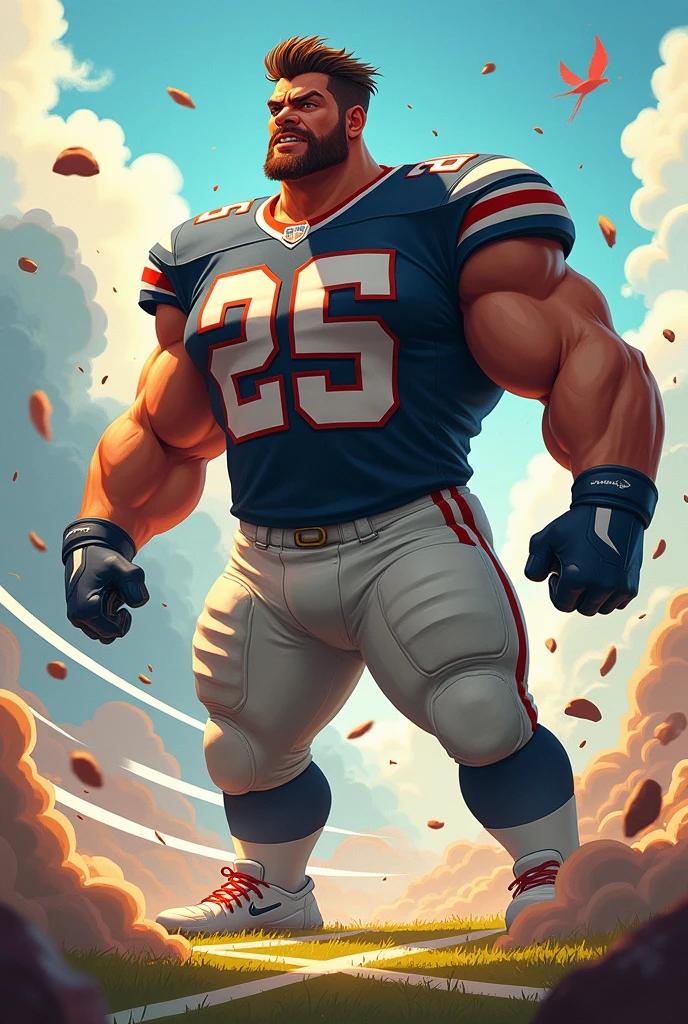 football player Changing from small to large is like a cartoon