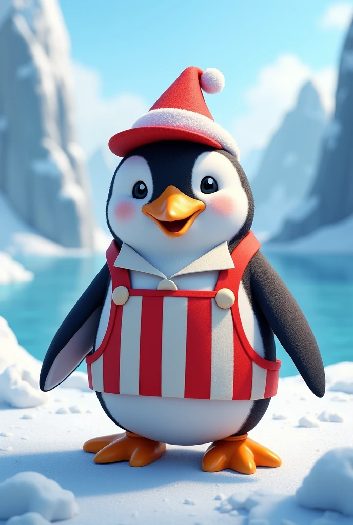 Bacyordigans penguin in an ice cream man&#39;s suit With his quico cap