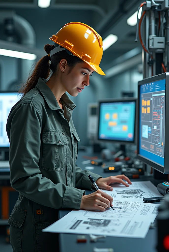 with a female engineer