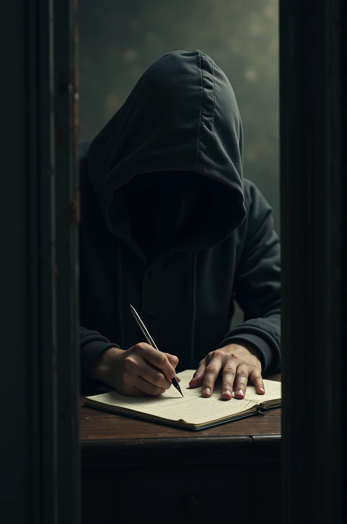A person writing secretly