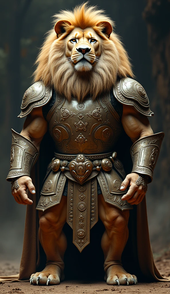 a lion in armor poses for a photo, cinematic plan, Fujifilm XT3, Canon R5, Fujicolor Fujichrome Velvia 100