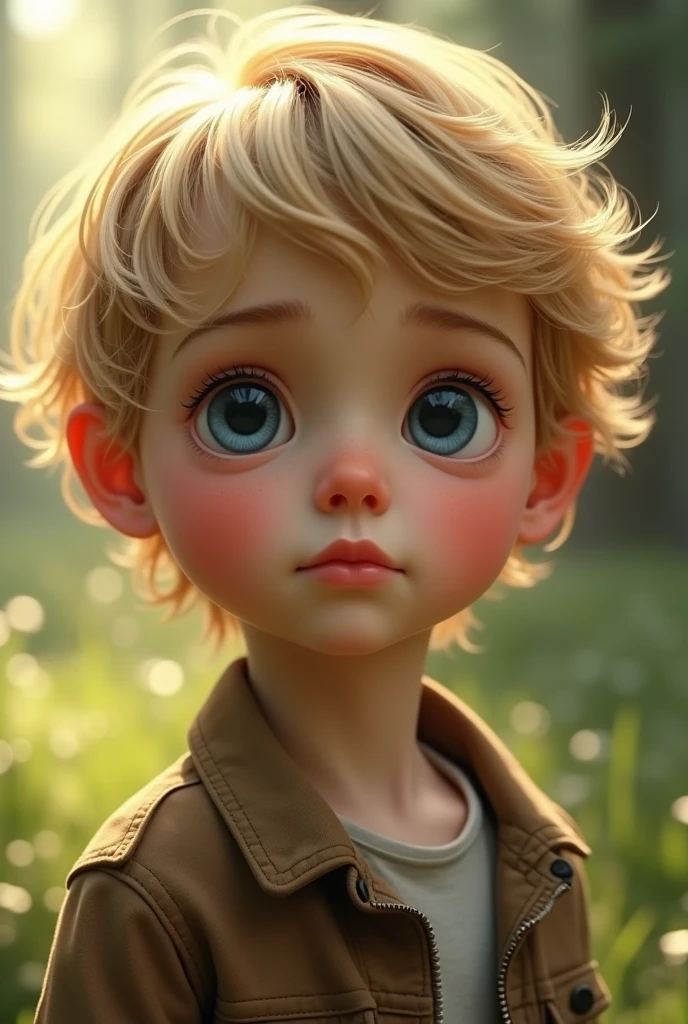 Little blond boy, who has a facial resemblance to Sebastian Stan