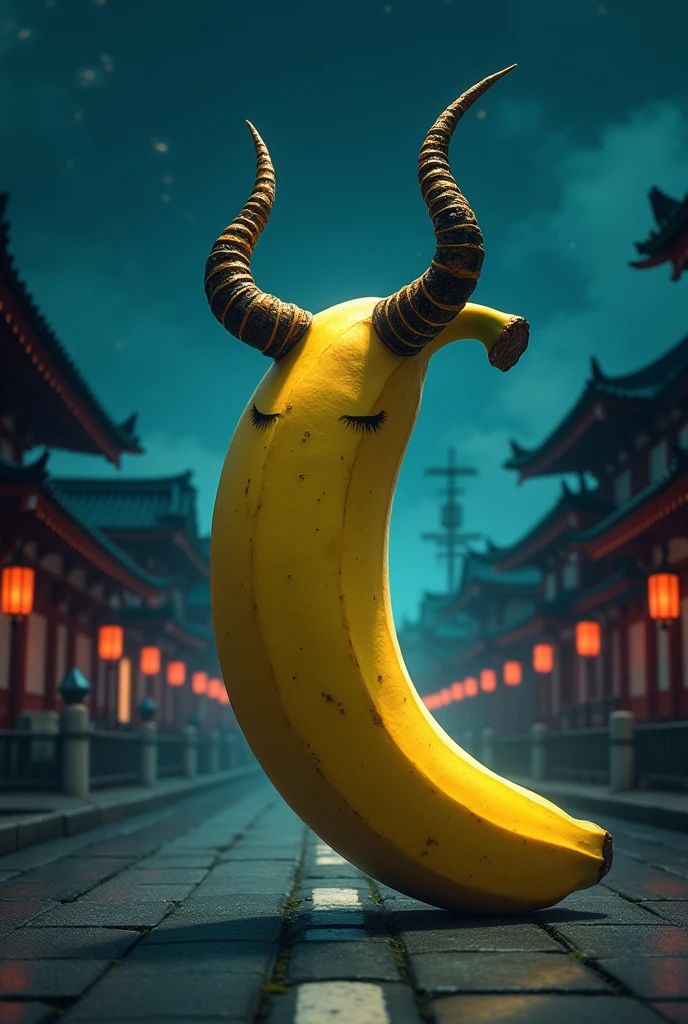 Banana with horns in Japan at night
