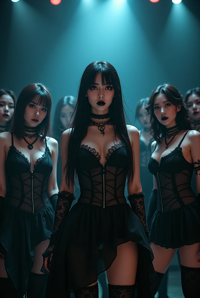Japanese、Girl Band、Big Breasts、Gothic Makeup、