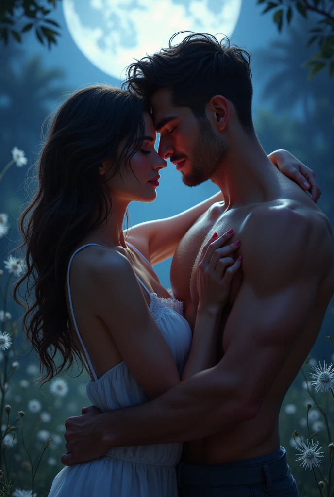 One night lovers, an adult girl and an adult boy