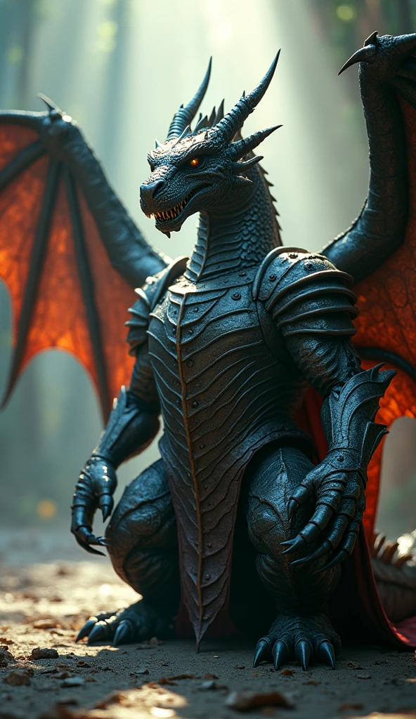 an armored dragon poses for a photo, cinematic plan, Fujifilm XT3, Canon R5, Fujicolor Fujichrome Velvia 100