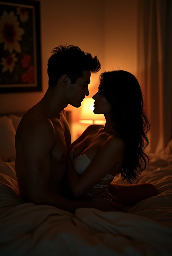 One night lovers, an adult girl and an adult boy