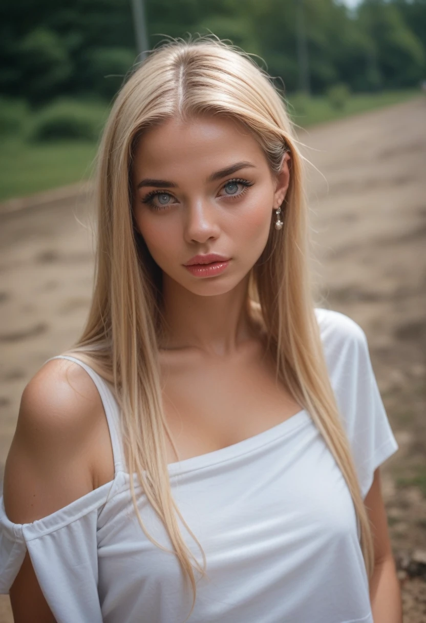(masterpiece:1.2, 8 K resolution, RAW photo, Best quality, Hyper-detailed, Ultra-realistic), award winning photo of stunning young bimbo supermodel , The perfect oval of the face, perfect almond eyes, sexual, (((Victoria's Secret Modal & Lace cropped set with straps))), (((perfect big round butt))), (((hourglass body shape))), ((slim waist)), ((gigantic breasts)), ((wide hips)), (((thick thighs))), physical training, Toned body, muscular legs, gluteus maximus, six pack, tan, (Shiny skin:1.3), (highly detailed skin:1.2), skin pores, subsurface scattering, difficult, elegant, very detailed, bright long dark red hair, French braided, side bangs, full body focus, High view, ((seductive over the shoulder pose)), arched back, digital photography, broken glass, (blurred background), minimal background, 8 K, uhd, SLR camera, soft lighting, soft colors, Best quality, super detail, a high resolution, ((More details, strengthen_All, to correct_All)),