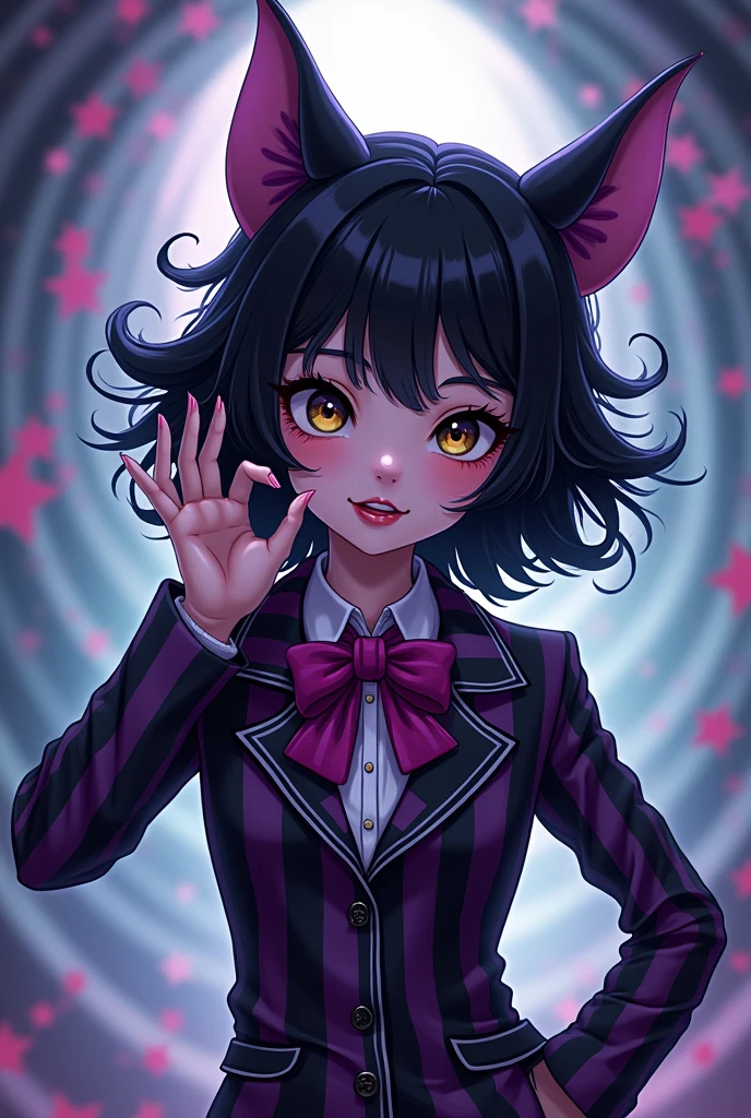 Kuromi dressed as betlejuice
