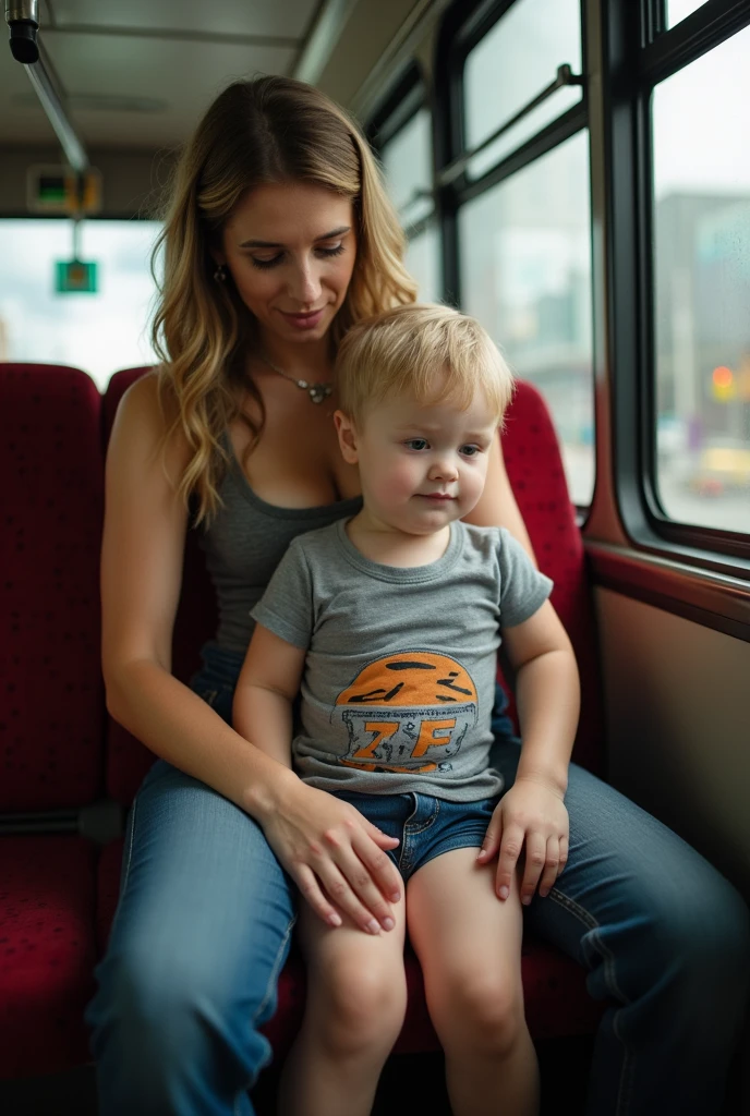A shemale sex with small kid in public bus