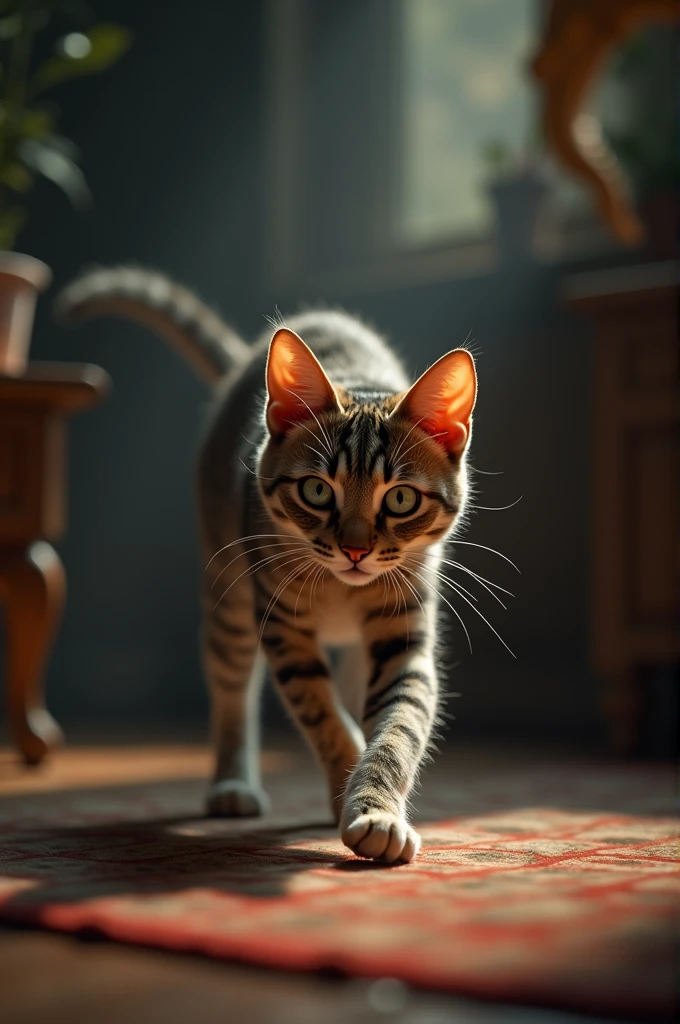 Capture your cat trying to sneak into a room, pounce on a toy, or attempt a daring jump, all set to suspenseful music.