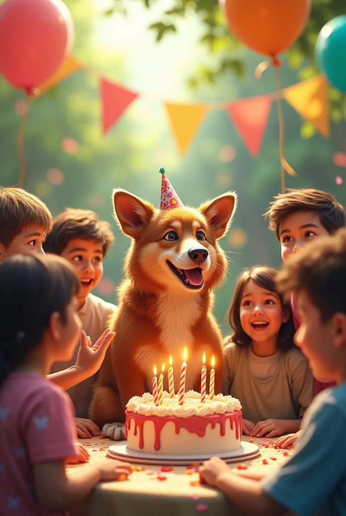 A group of people celebration an animal's birthday 