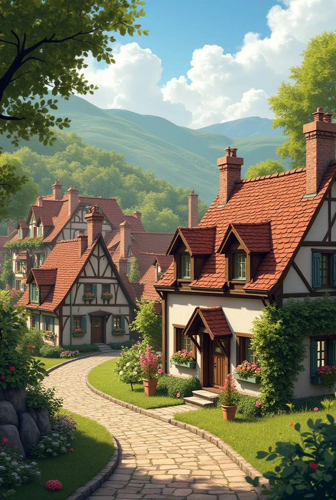Image IA de petites maisons européennes pittoresques