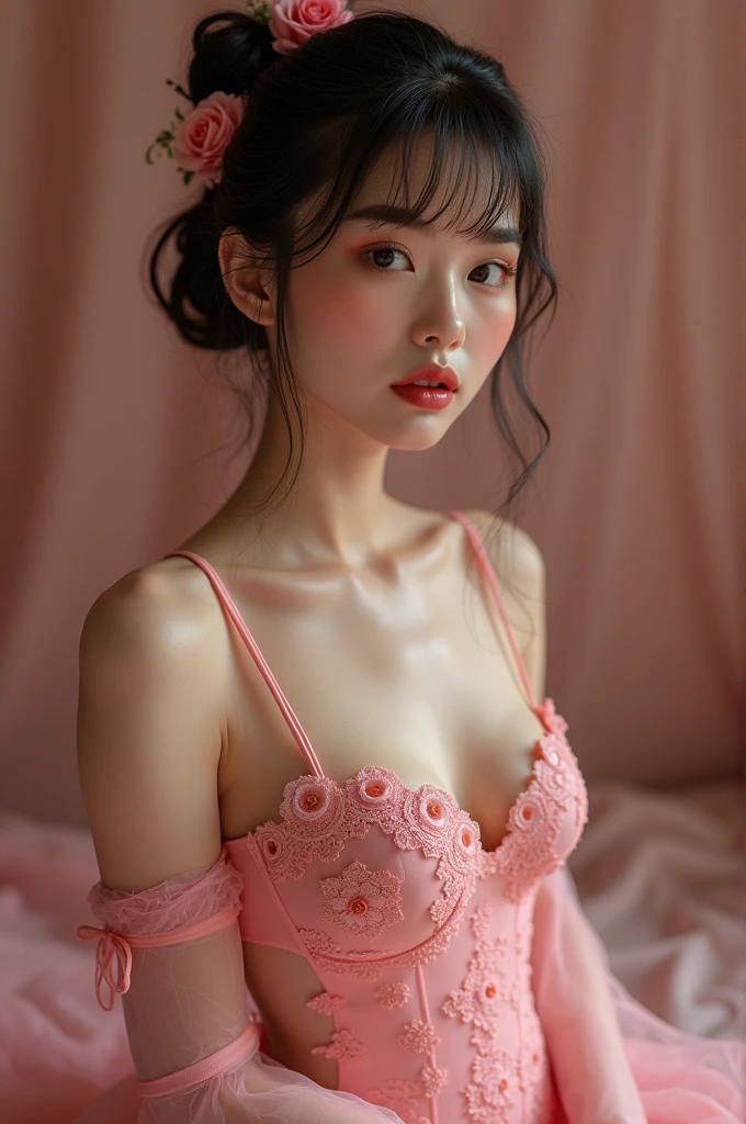 protruding nipples in qipao, and pink pussy