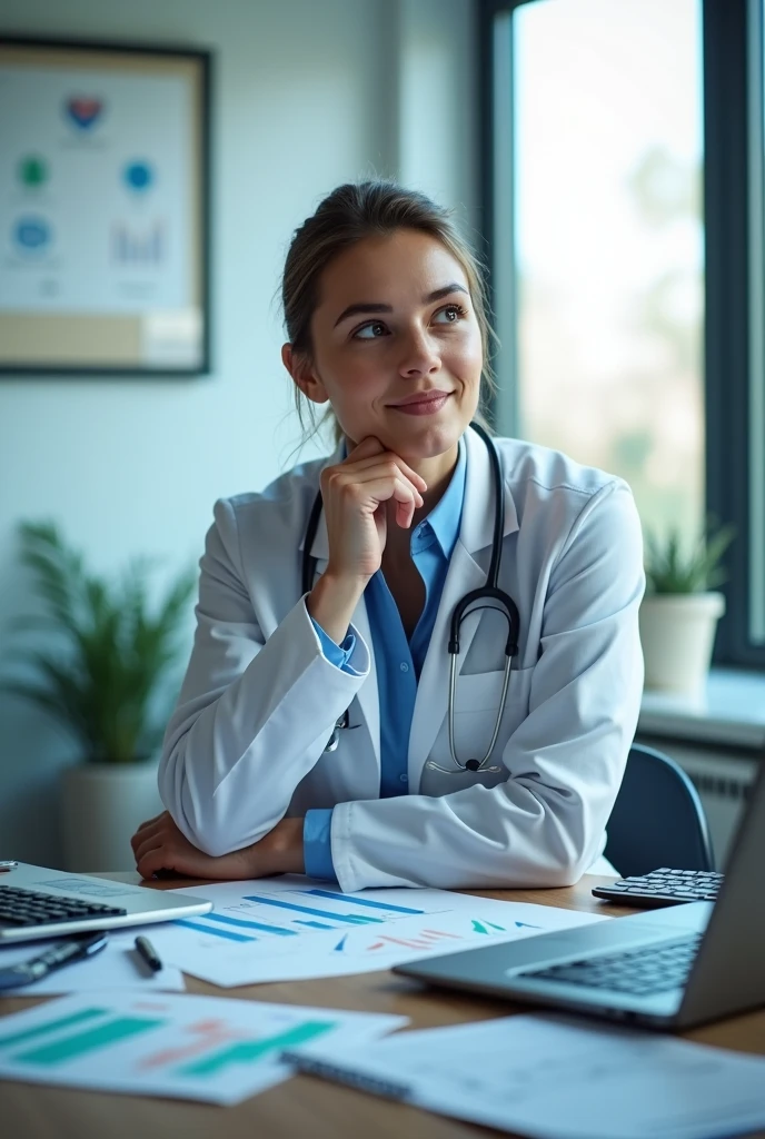 create an image that represents Accounting and Compliance: medical services and accounting. This image must contain symbolic items from both areas, such as a stethoscope and a calculator