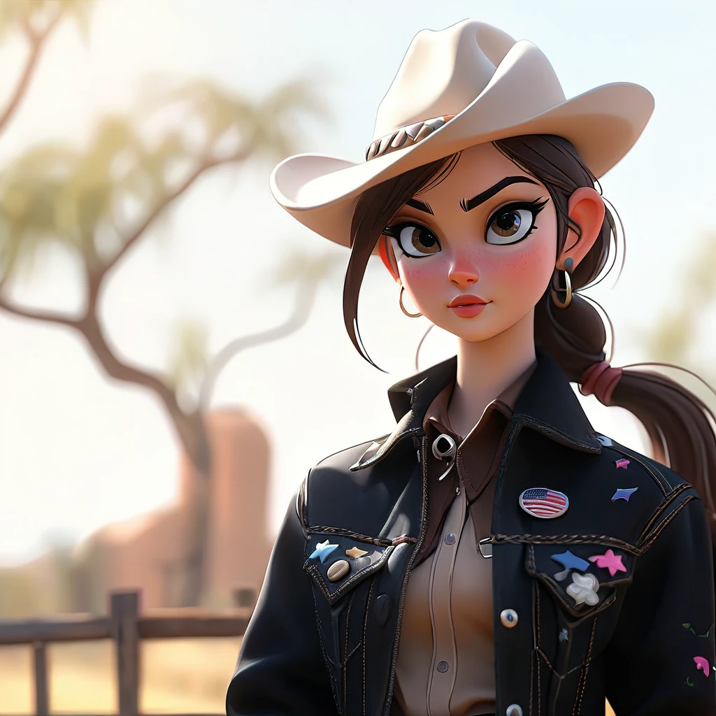 1 girl,work of art, (8k, best qualityer, work of art:1.2),highy detailed,ultra detali,master class,best qualityer,illustration,body hair_bland_eyeballs,perfect lighting, cowboy shot, cv16,Black jacke