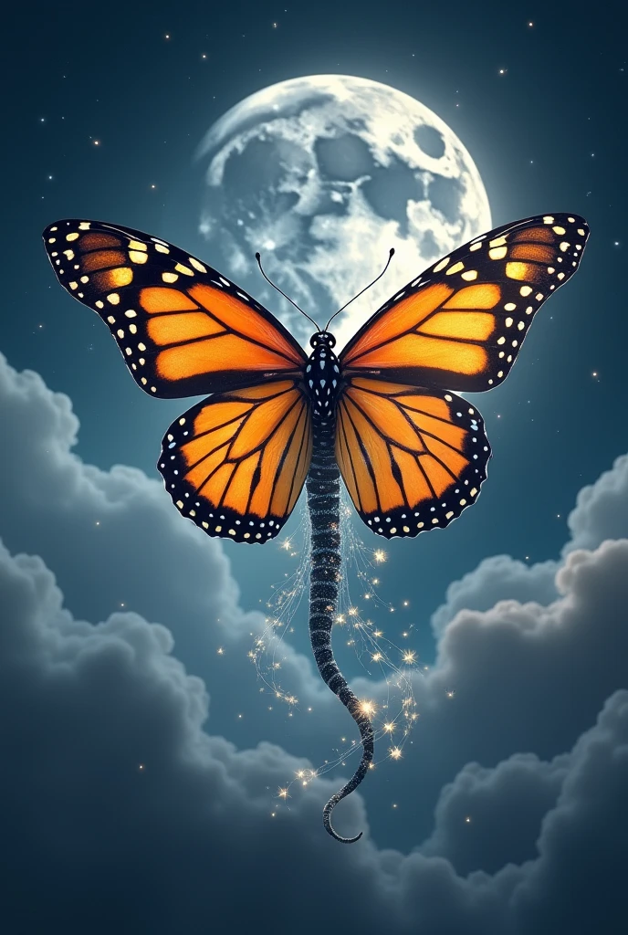 Fusion between a monarch butterfly and a moon