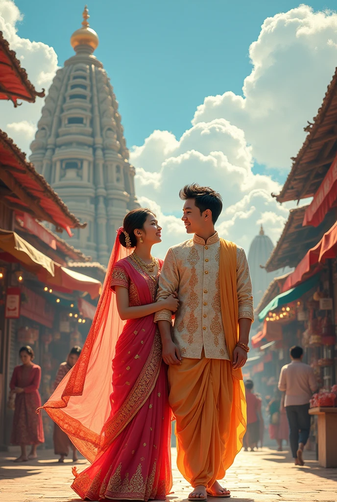 Korean couples in indian dress