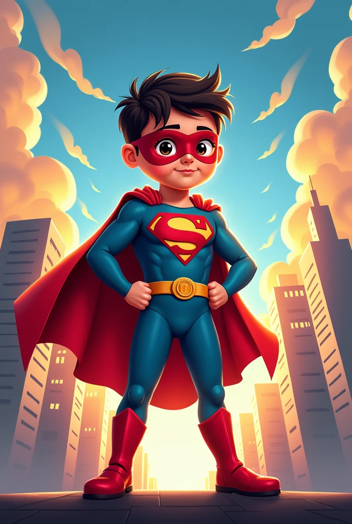 Illustration of a 7 year old superhero