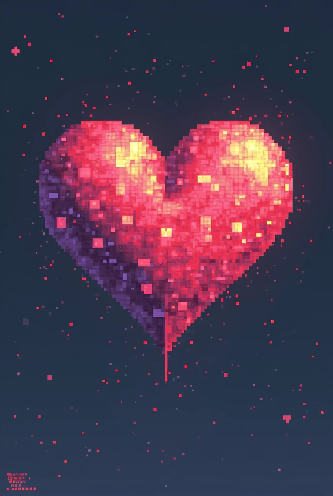 A pixelated heart with 130 squares to paint
