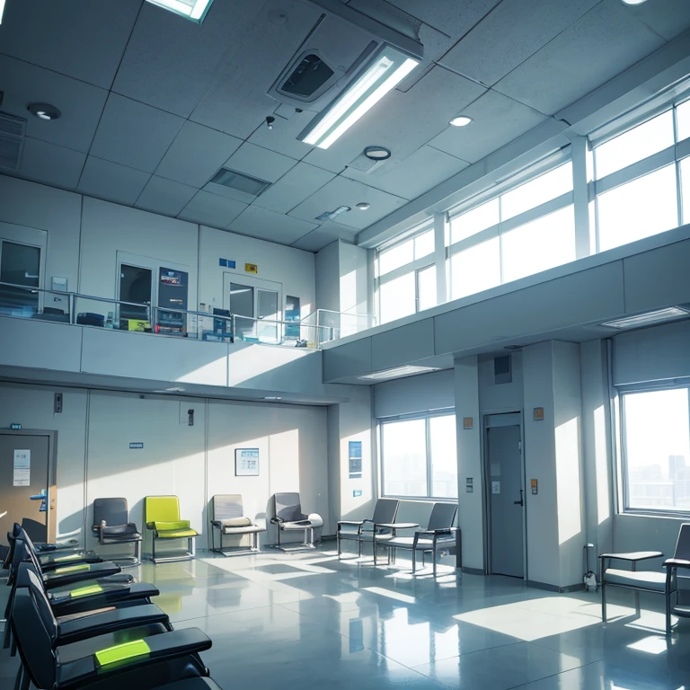 waiting room of a futuristic modern hospital
