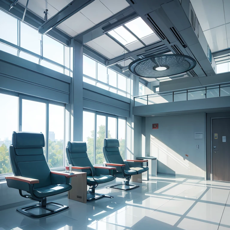 waiting room of a futuristic modern hospital
