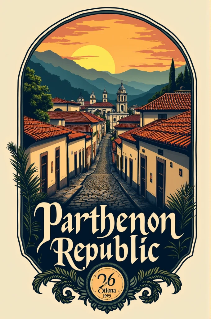 create a shirt template that has the information about my republic&#39;s anniversary. The republic is called the Parthenon Republic, October 2, 1996 is the date of creation. I need elements of the city of Ouro Preto, Minas Gerais