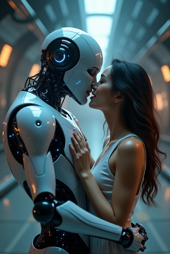 Robort kiss with humans