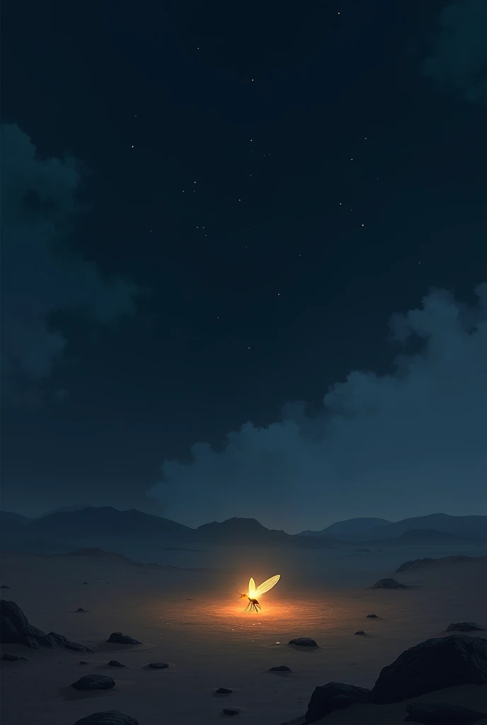 firefly in the desert night under the ominous sky