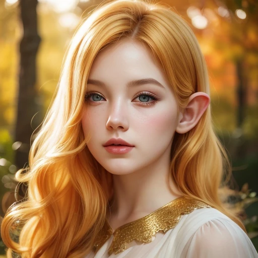 1girl, beautiful elf princess, short golden hair, priestess dress, large breasts, wide hips, golden forest, magical serene atmosphere, golden sunlight, (best quality,4k,8k,highres,masterpiece:1.2),ultra-detailed,(realistic,photorealistic,photo-realistic:1.37),detailed face, beautiful detailed eyes, beautiful detailed lips, extremely detailed eyes and face, long eyelashes, fantasy, concept art, vibrant colors, warm lighting, intricate details, soft focus, depth of field, lush foliage, sunbeams, golden hour