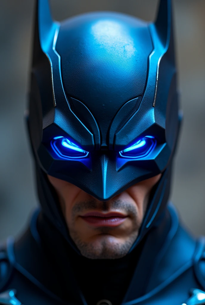 A blue and black superhero mask 