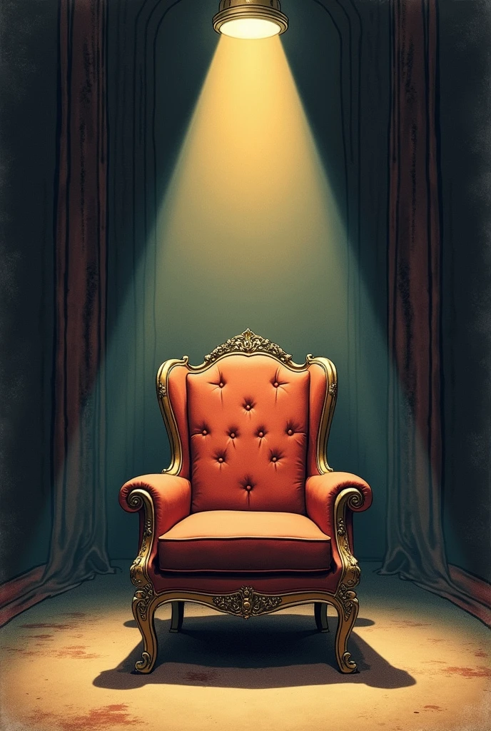 1 single theatre seat that has a light reflector facing it in the style of an illustration from 1943