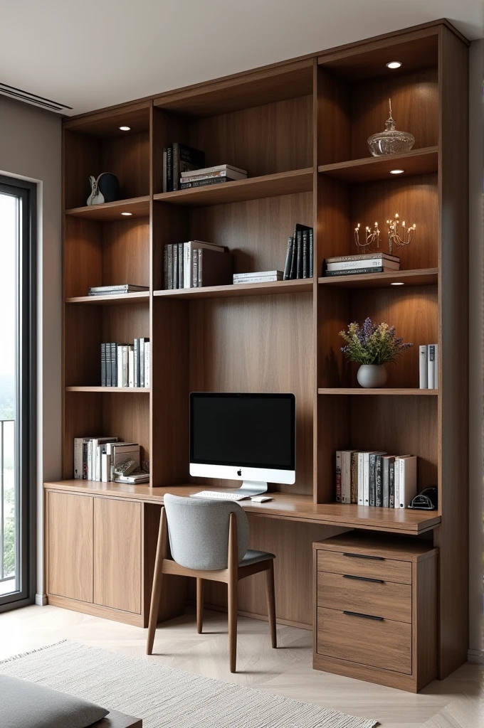 Design a bookshelf measuring 4 meters wide and 2 meters long.5 meters there is a partition to put laptops and backpacks