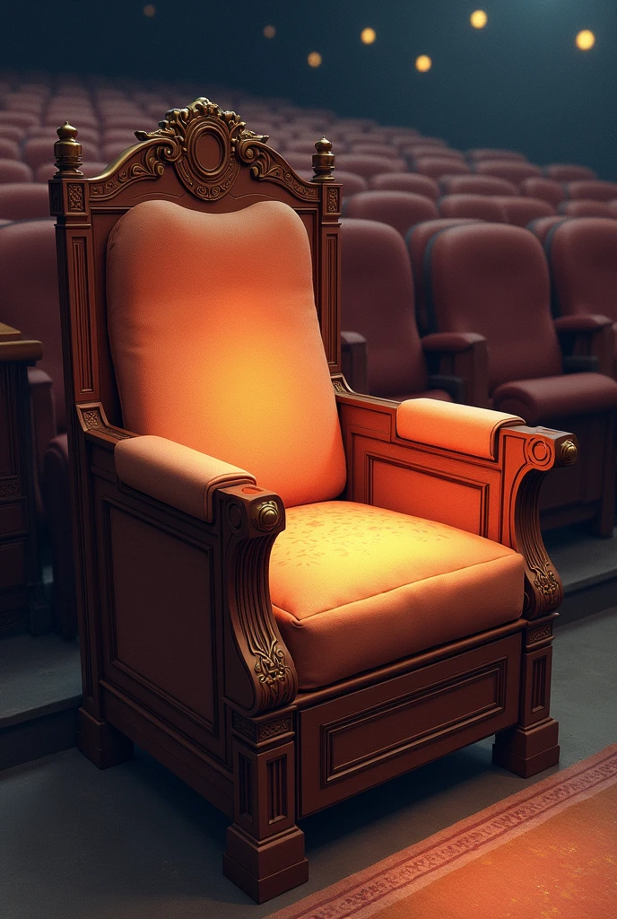 theater seat that has a light reflector towards it with a 1943 illustration style done in watercolor