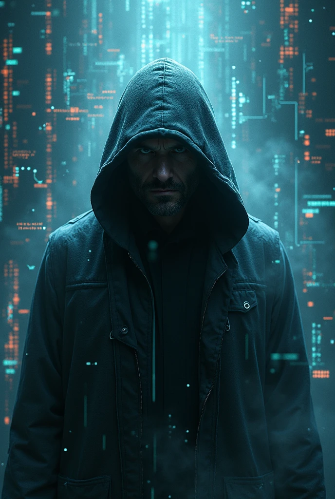 as a man with a face and hood on mysterious data