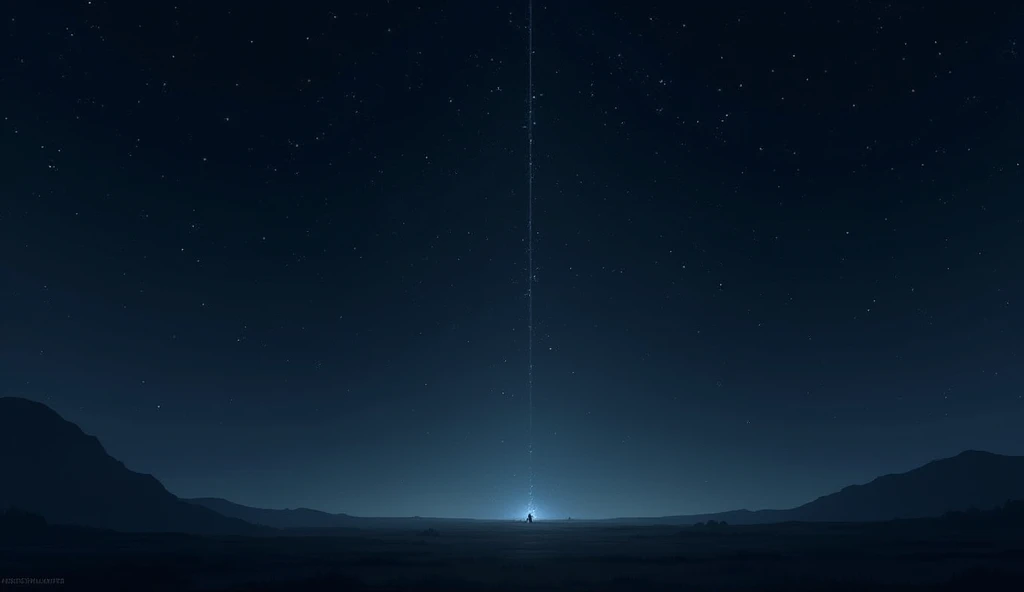 The sky above is dark but full of stars, with one star noticeably missing."