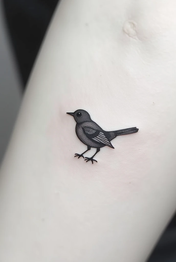 Create a minimalist micro realistic tattoo in black and white pointillism