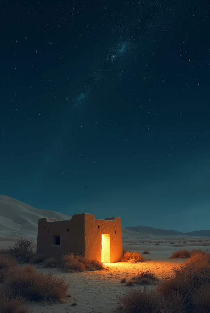  A light in the desert night under a sky of hope